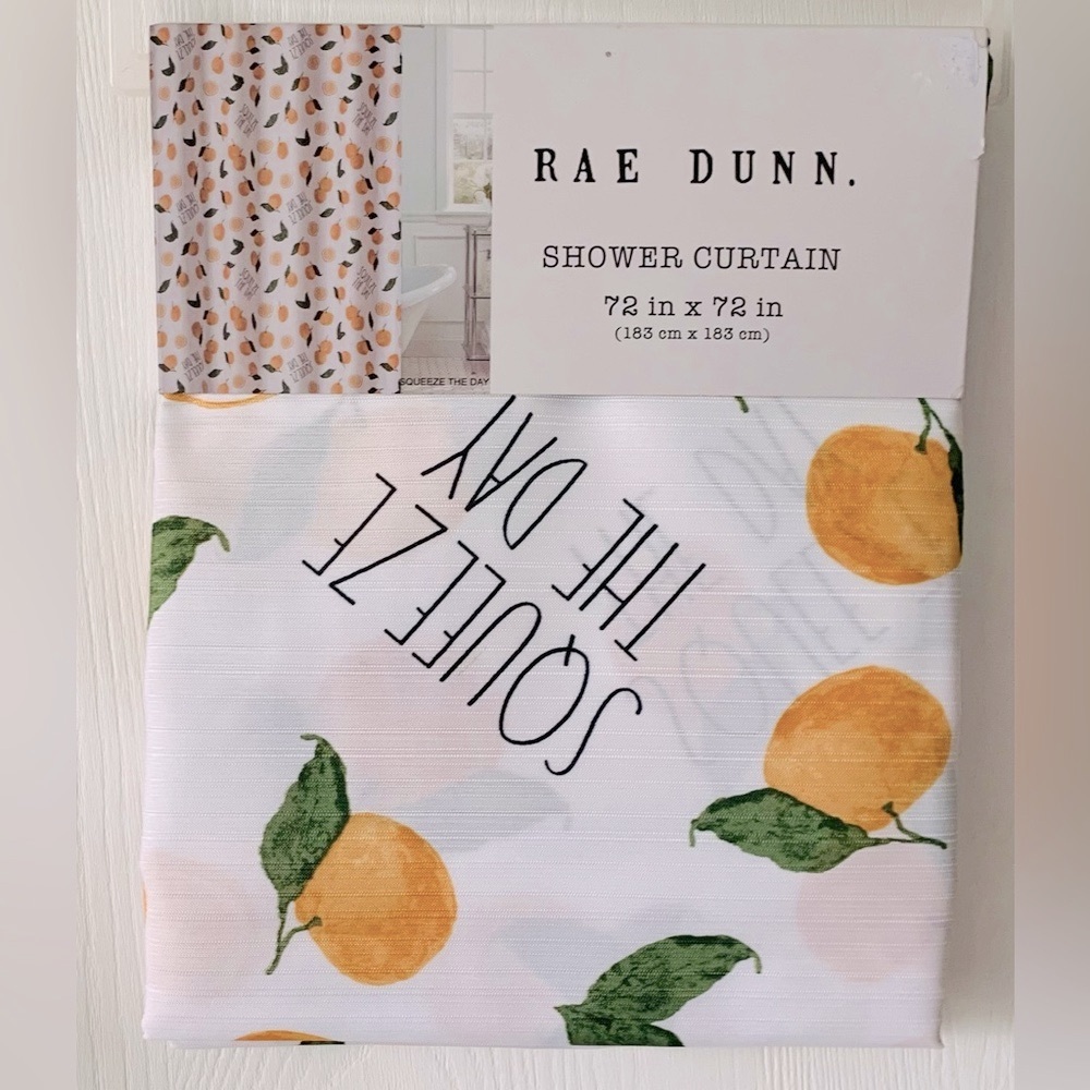 SALE - Rae Dunn Squeeze The Day Oranges Shower Curtain